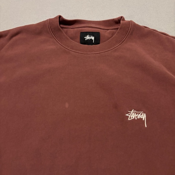 Stussy Crewneck Sweatshirts Size Small Brown Pink Embroidery Logo Casual Fall - Picture 2 of 6